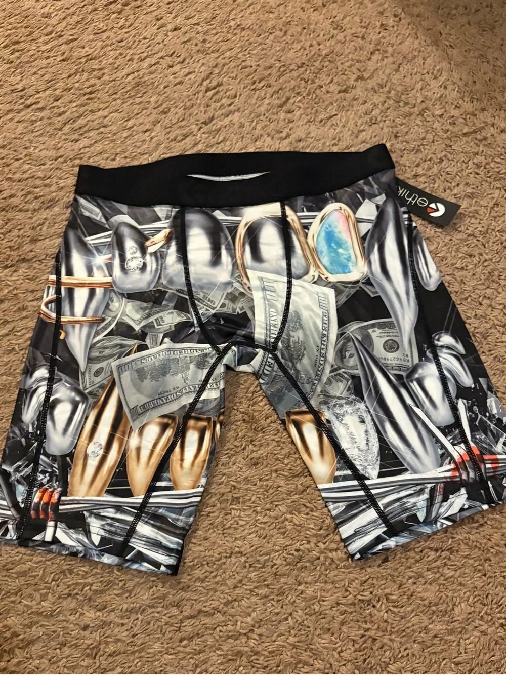 ethika Black Multi-Color Money Print Boxer Briefs